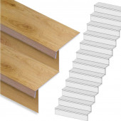 Stepwood Traprenovatie set - rechte trap - 13 treden SPC toplaag Licht eiken incl. stootborden