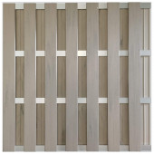 C-Wood Schutting composiet Bari steengrijs gevlamd met blank aluminium frame (180 x 180 cm) incl. T-beslag