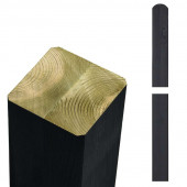 Plus Danmark Tuinpaal vuren 9 x 9 cm zwart ongepunt met afgeronde kant geschaafd