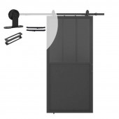 HomingXL Stalen schuifdeur - Loft - 3 vaks rookglas - kickplate - 215 x 100 cm inclusief schuifdeursysteem