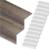 Stepwood Traprenovatie set - rechte trap - 12 treden SPC toplaag Verweerd eiken incl. stootborden