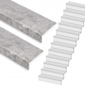 Stepwood Traprenovatie set - rechte trap - 14 treden SPC toplaag Beton grijs