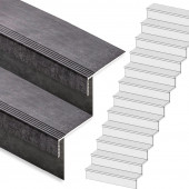 Stepwood Traprenovatie set - rechte trap - 12 treden SPC toplaag Beton zwart incl. stootborden