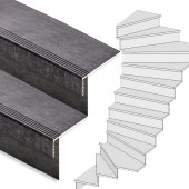 Stepwood Traprenovatie set - 2 kwart draai - 13 treden SPC toplaag Beton zwart incl. stootborden