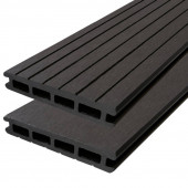 Elephant Vlonderplank composiet 2,1 x 14,5 cm antraciet (6 mtr) grove ribbel en vlak (set van 2 planken)