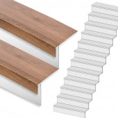 Stepwood Traprenovatie set - rechte trap - 16 treden SPC toplaag Bruin eiken incl. witte stootborden