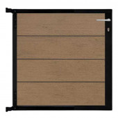 C-Wood Tuinpoort aluminium zwart frame Modular - composiet bruin gevlamd (90 x 90 cm)