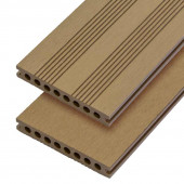 C-Wood Vlonderplank composiet semi massief 2,1 x 14 cm teak bruin (4 mtr) fijne ribbel en vlak