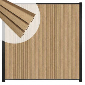 C-Wood Zelfbouw schutting verticaal Rhombus Triple teak - zwart alu accessoires (170 x 180 cm)