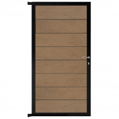 C-Wood Tuindeur aluminium zwart frame Modular - composiet bruin gevlamd (90 x 180 cm)