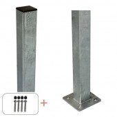 Plus Danmark Paal staal met voet gegalvaniseerd incl. schroeven - 4,5 x 4,5 cm