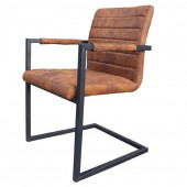 Bo Lundgren Eetkamerstoel - Apollo II - stof Cowboy retro lederlook cognac