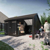 Plus Danmark Multi tuinhuis dubbele deur / open 10,5 m2 onbehandeld incl dakleer/alu strips 248 x 432 x 250 cm | Type B