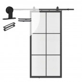 HomingXL Stalen schuifdeur - Loft - 6 vaks helder glas - 215 x 100 cm inclusief schuifdeursysteem
