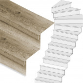Stepwood Traprenovatie set - 1 kwart draai - 16 treden SPC toplaag Rustiek eiken incl. stootborden