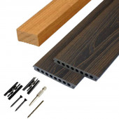 C-Wood Vlonder totaalpakket composiet semi massief co-extrusie 2,1x14,5 cm Dark Oak (4 mtr) houtnerf