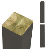Plus Danmark Tuinpaal vuren 9 x 9 cm ombergrijs ongepunt met afgeronde kant geschaafd