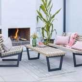 Plus Danmark Tuinbank/tafel Siesta - Dennenhout grijs gebeitst - 138 cm breed