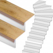 Stepwood Traprenovatie set - 1 kwart draai - 15 treden SPC toplaag Licht eiken incl. witte stootborden
