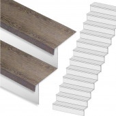 Stepwood Traprenovatie set - rechte trap - 13 treden SPC toplaag Verweerd eiken incl. witte stootborden