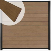 C-Wood Zelfbouw schutting composiet Mix & Match bruinvlam - zwart alu accessoires (180 x 180 cm)