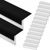 Stepwood Traprenovatie set - rechte trap - 12 treden SPC toplaag Zwart incl. witte stootborden