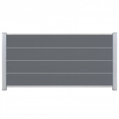 C-Wood Zelfbouw schutting composiet Modular Rock grey met blank alu accessoires (180 x 97 cm)