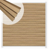 C-Wood Zelfbouw schutting composiet Rhombus Triple teak - wit alu accessoires (180 x 200 cm)