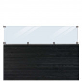 Plus Danmark Schutting zelfbouw vuren - Plank met glas zwart (174 x 125 cm)