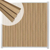 C-Wood Zelfbouw schutting verticaal Rhombus Triple teak - wit alu accessoires (170 x 180 cm)