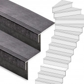 Stepwood Traprenovatie set - 1 kwart draai - 15 treden SPC toplaag Beton zwart incl. stootborden