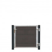 Plus Danmark Tuindeur composiet Futura antraciet in stalen frame rechts met zwart/grijze palen (115 x 91 cm)