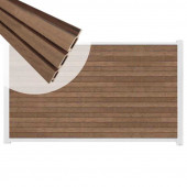 C-Wood Zelfbouw schutting composiet Rhombus Triple bruin gevlamd - wit alu accessoires (180 x 90 cm)