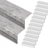 Stepwood Traprenovatie set - rechte trap - 14 treden SPC toplaag Beton grijs incl. stootborden