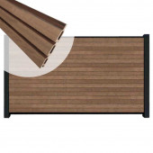 C-Wood Zelfbouw schutting composiet Rhombus Triple bruin gevlamd - zwart alu accessoires (180 x 90 cm)