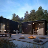 Plus Danmark Multi tuinhuis dubbele deur/open 4,7 m2 onbehandeld incl. dakleer/alu strips 109 x 432 x 218 cm | Type B