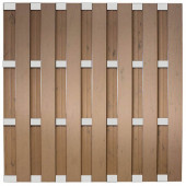 C-Wood Zelfbouw schutting composiet Bari bruin gevlamd met blank alu accessoires (180 x 180 cm)