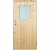 Plus Danmark Enkele deur met raam incl. kozijn - Rechtsdraaiend - Onbehandeld - 88,6 x 197,8 cm