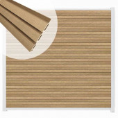 C-Wood Zelfbouw schutting composiet Rhombus Triple teak - wit alu accessoires (180 x 180 cm)