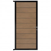 C-Wood Tuindeur aluminium zwart frame Modular - composiet bruin gevlamd (90 x 200 cm)