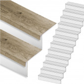Stepwood Traprenovatie set - rechte trap - 12 treden SPC toplaag Rustiek eiken incl. witte stootborden