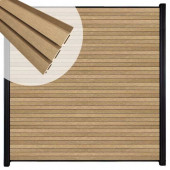 C-Wood Zelfbouw schutting composiet Rhombus Triple teak - zwart alu accessoires (180 x 200 cm)