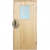 Plus Danmark Enkele deur met raam incl. kozijn en beslag - Rechtsdraaiend - Onbehandeld - 88,6 x 197,8 cm