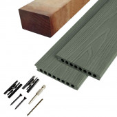 C-Wood Vlonder totaalpakket composiet semi massief co-extrusie 2,1 x 14,5 cm Pure Jade (4 mtr) houtnerf