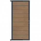 C-Wood Tuindeur aluminium antraciet frame Modular - composiet bruin gevlamd (90 x 200 cm)
