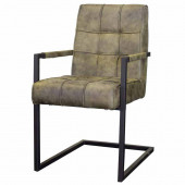 Bo Lundgren Eetkamerstoel - Jupiter - stof Cowboy retro lederlook olijf groen