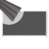 C-Wood Zelfbouw schutting composiet Rhombus Triple rock grey - wit alu accessoires (180 x 90 cm)