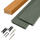 C-Wood Vlonder totaalpakket composiet semi massief co-extrusie 2,1x14,5 cm Pure Jade (4 mtr) houtnerf