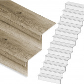 Stepwood Traprenovatie set - rechte trap - 16 treden SPC toplaag Rustiek eiken incl. stootborden