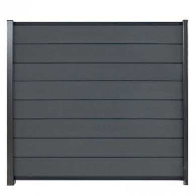 Elephant Zelfbouw schutting composiet Modular rock grey met antraciet alu accessoires (180 x 180 cm)